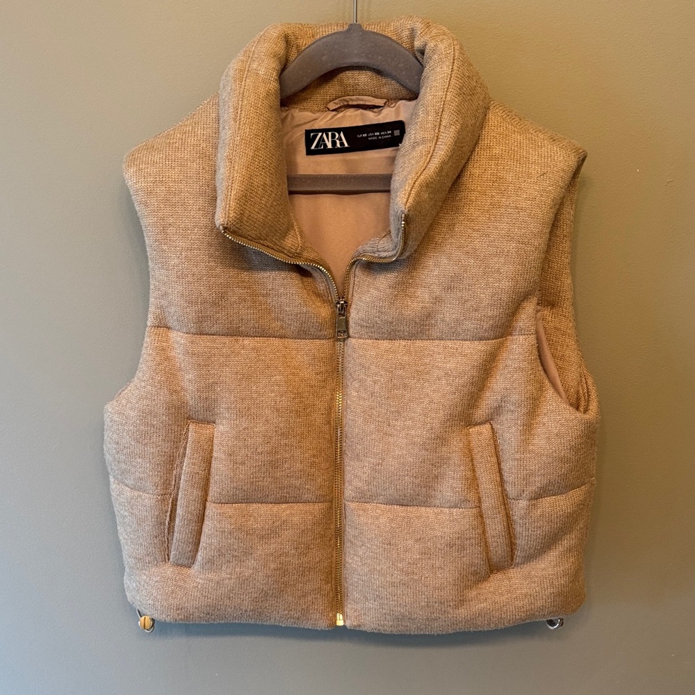 Zara Women's Tan Quilted Vest SOLD OUT